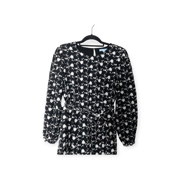 Black and White Floral Dress SZ M Rose Print Size M Boho Draper James - Picture 4 of 10